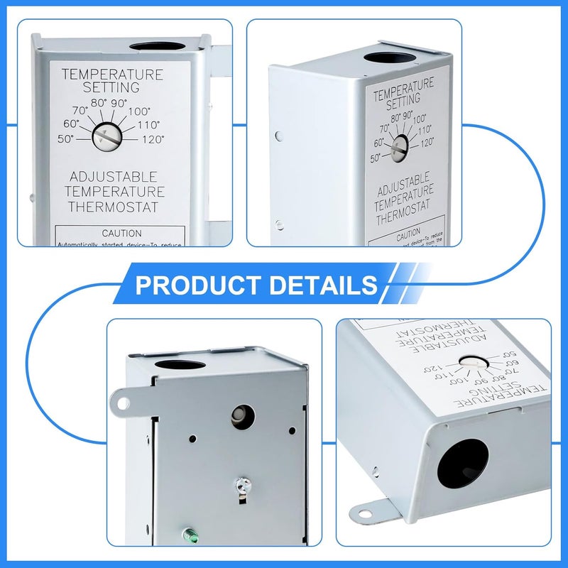 Aibabcue 2 Pack Attic Fan Thermostat Control for Power Attic Ventilators and Exhaust Fans, 120V Adjustable Thermostat Switch Replace 58033 Single Speed Precise Temperature Controller - Image 5